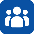 Group icon on blue background